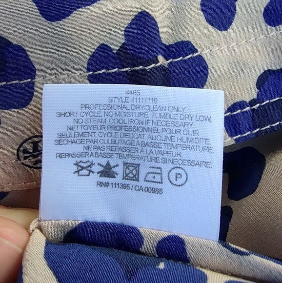 Tory Burch Robin Silk Blue Cheetah Print Long Sleeve Tunic Blouse Women's Size 2 - Picture 14 of 14